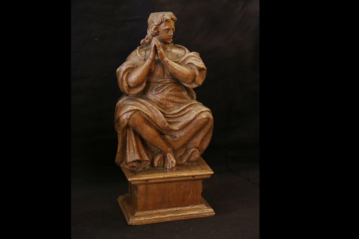 Paire De Statues En Bois, XVIIIeme Siècle -photo-3