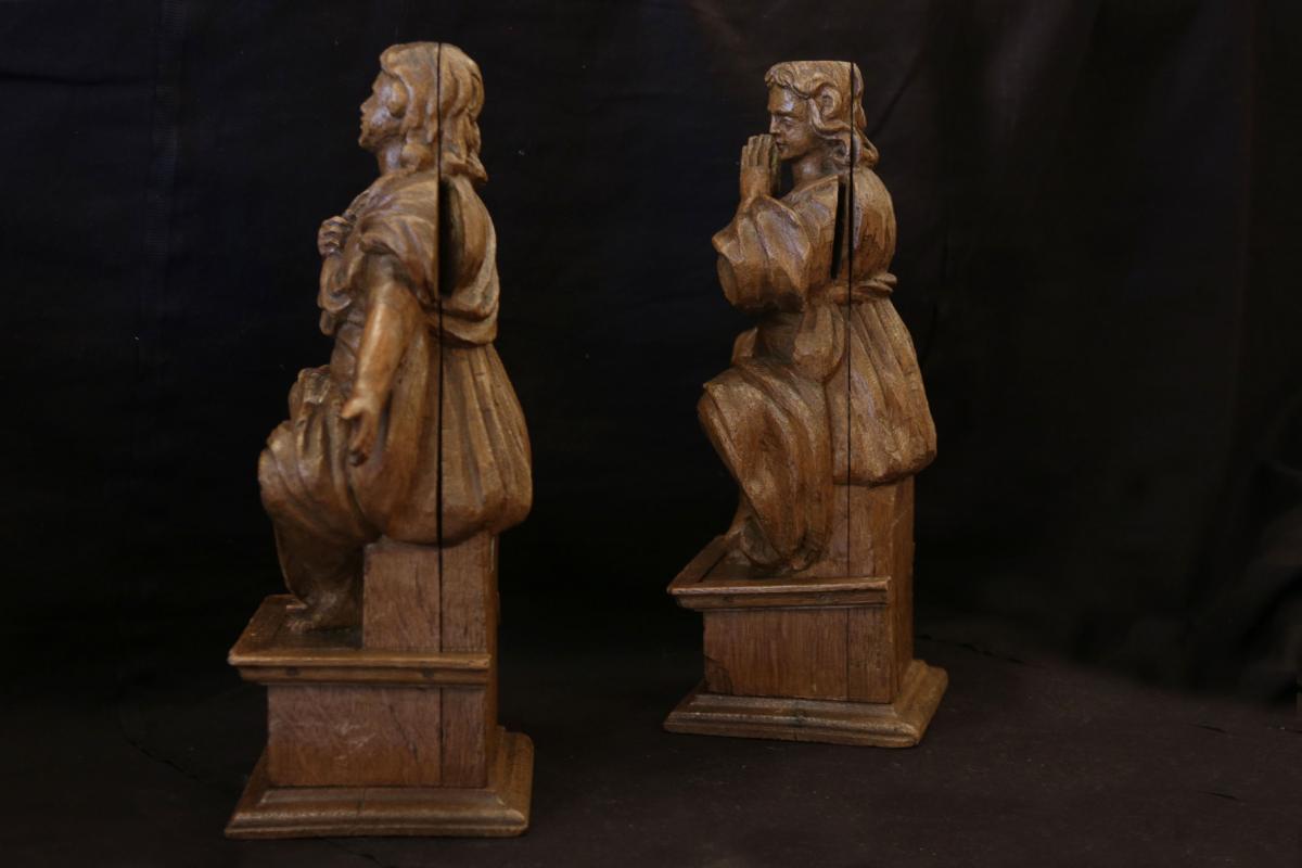 Paire De Statues En Bois, XVIIIeme Siècle -photo-3