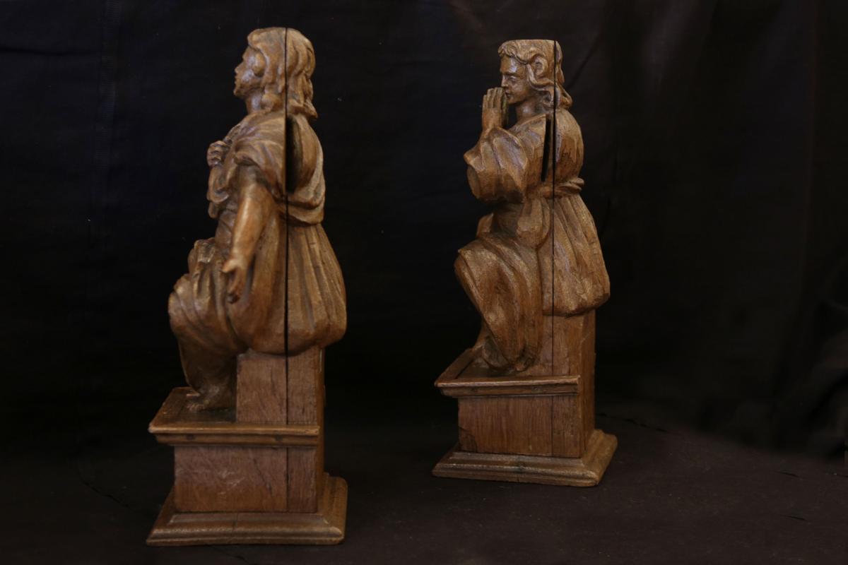 Pair Of Wooden Statues, 18th Century-photo-3