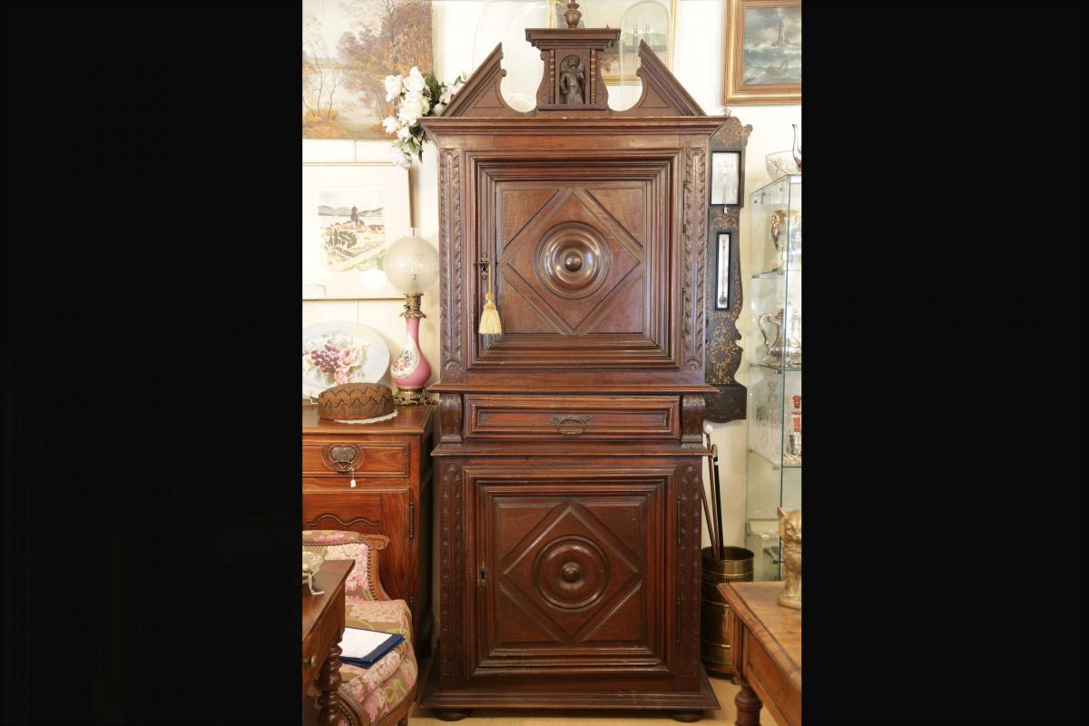 Homme-debout, Armoire 17éme Siècle, Noyer Brun -photo-4