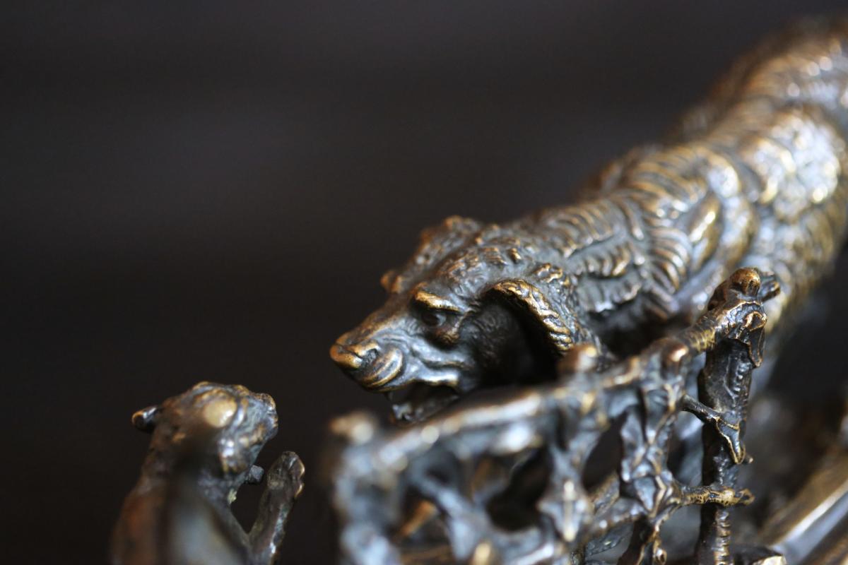 Bronze Animal, Dog / Cat, Signed Dargaud-photo-2