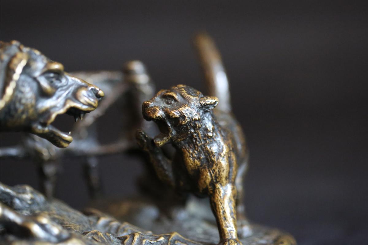 Bronze Animal, Dog / Cat, Signed Dargaud-photo-2