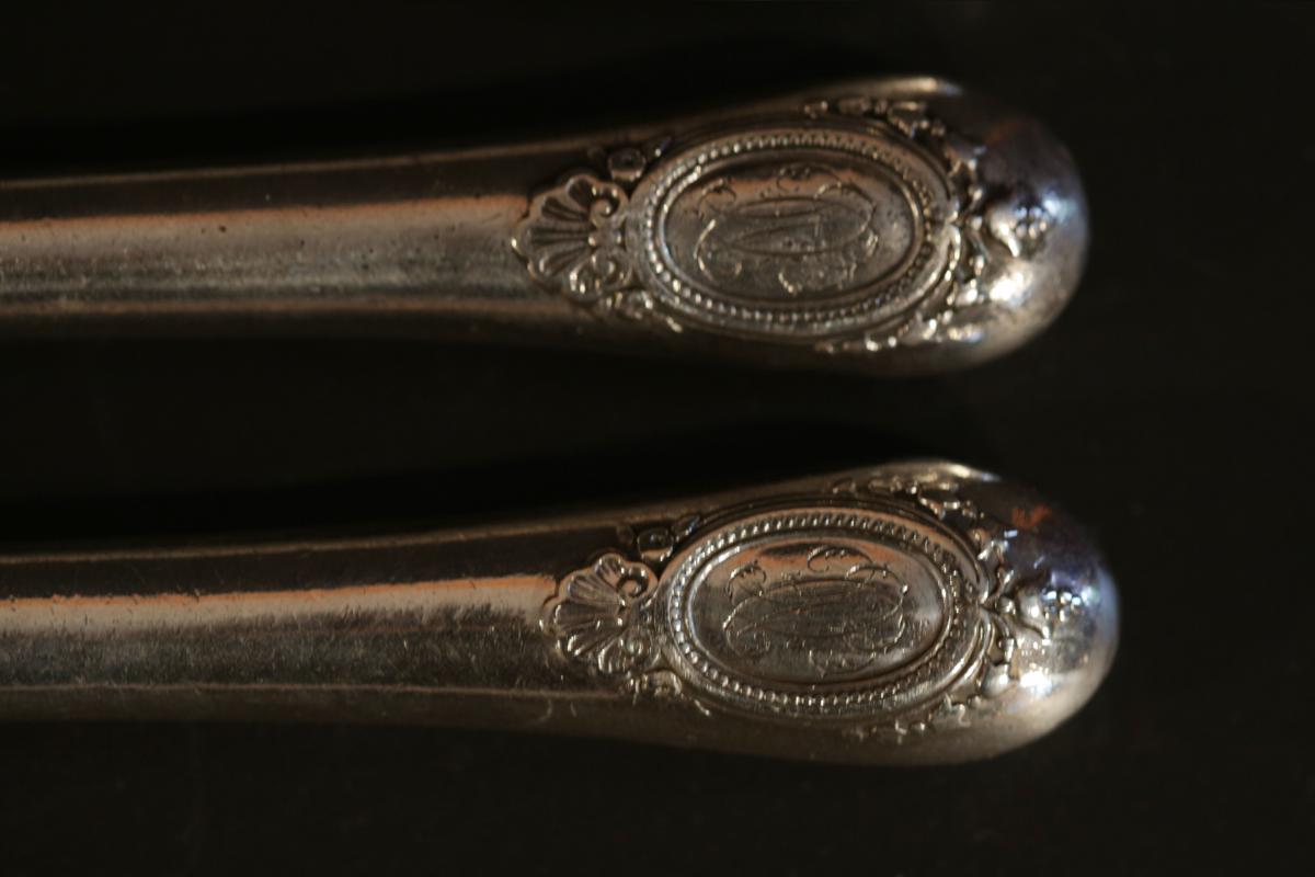 6 Dessert Knives In Sterling Silver Filled-photo-3