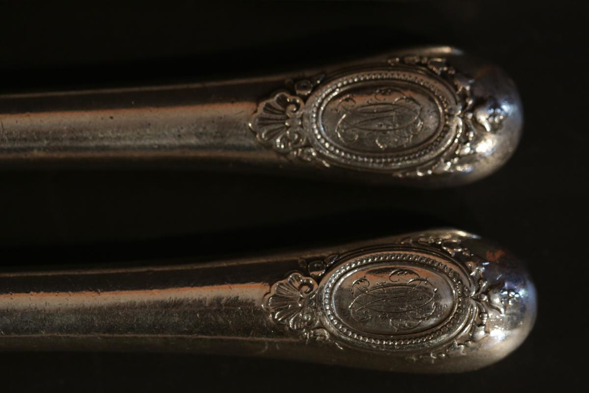 6 Dessert Knives In Sterling Silver Filled-photo-3