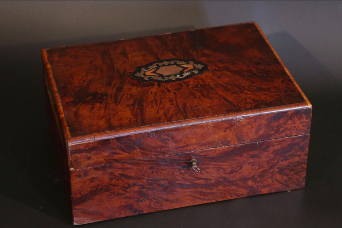 Jewelry Box Mahogany Plated, Nineteenth