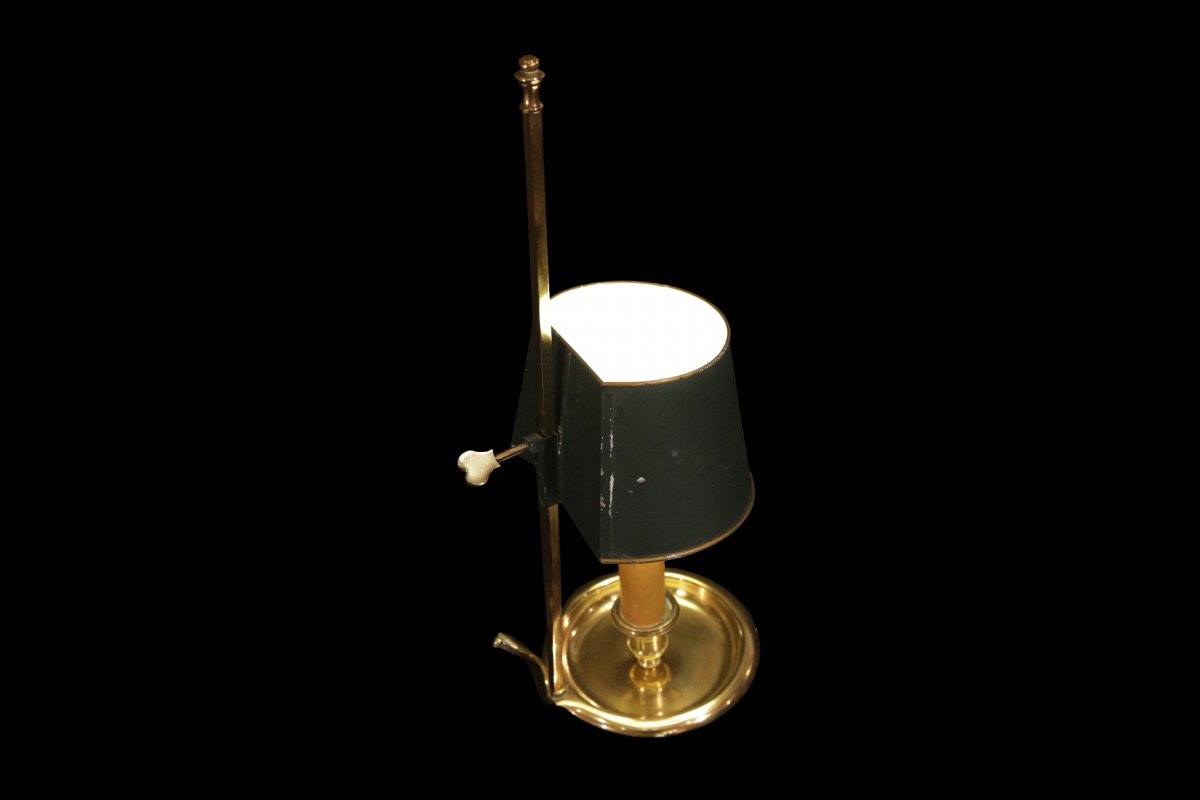 Lampe Bouillotte, Une Lampe, Laiton, Tôle Peinte, XIXème-photo-3