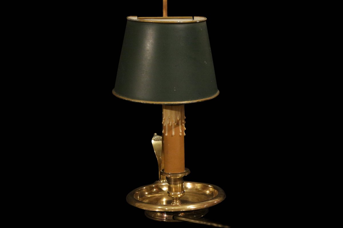 Lampe Bouillotte, Une Lampe, Laiton, Tôle Peinte, XIXème