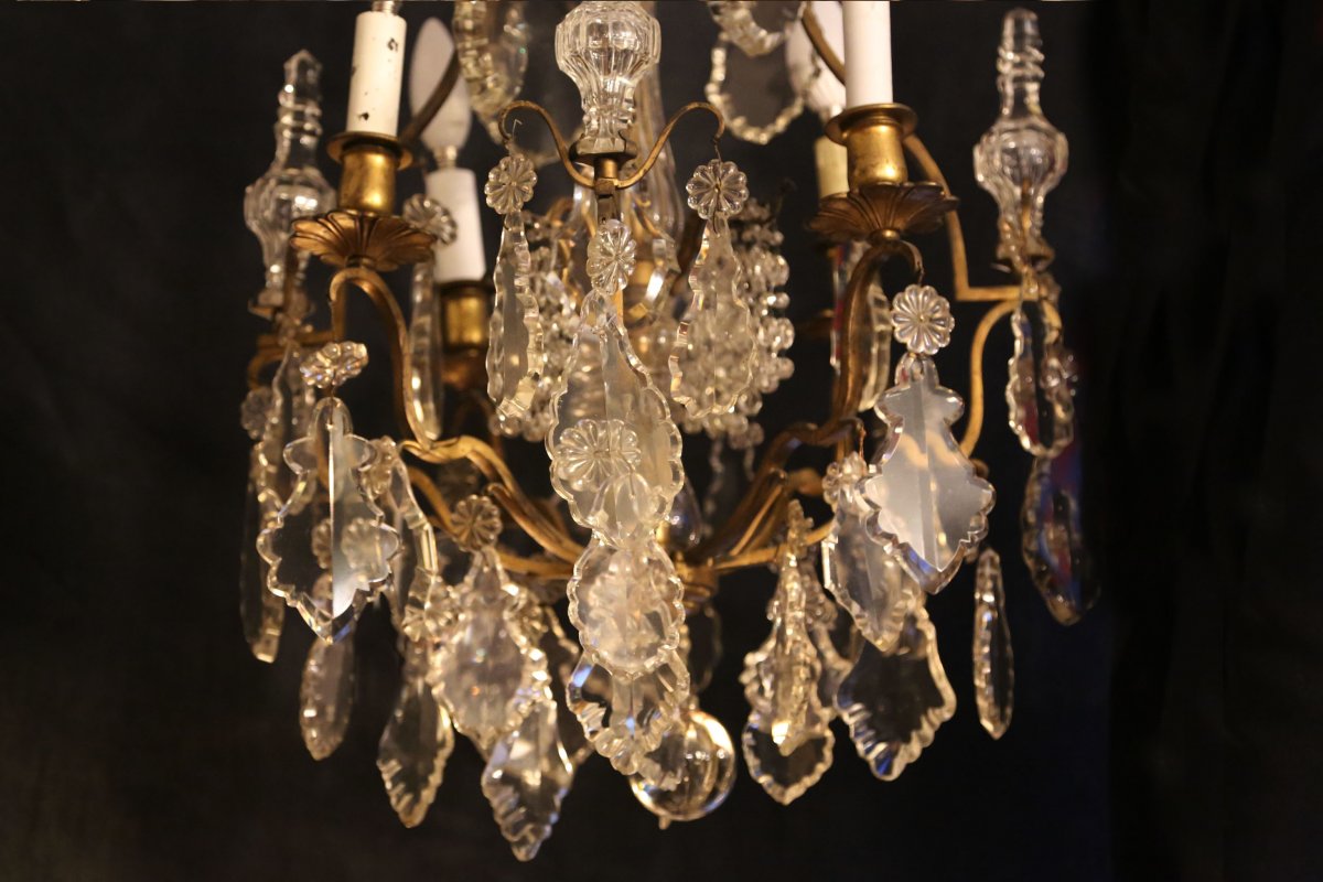 Chandelier Pendants, Crystal And Bronze, 19th-photo-5