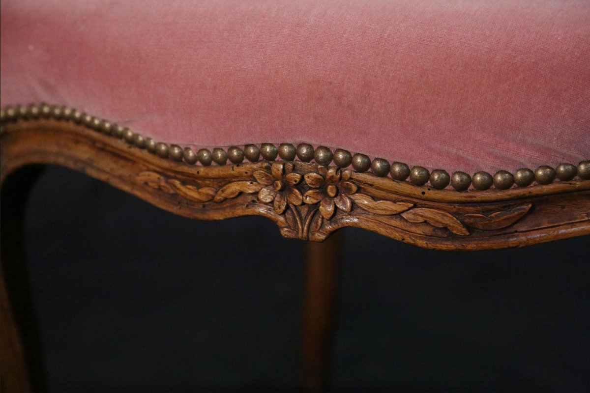 Louis XV Armchair, Cabriolet, Walnut, Strap-photo-1