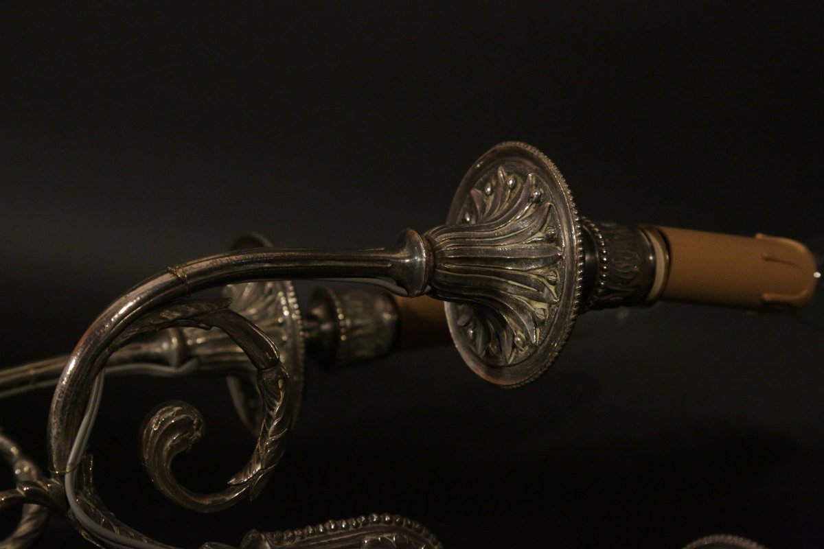 Paire d'Appliques En Bronze Argenté, Louis XVI, époque XVIIIème Siècle -photo-3