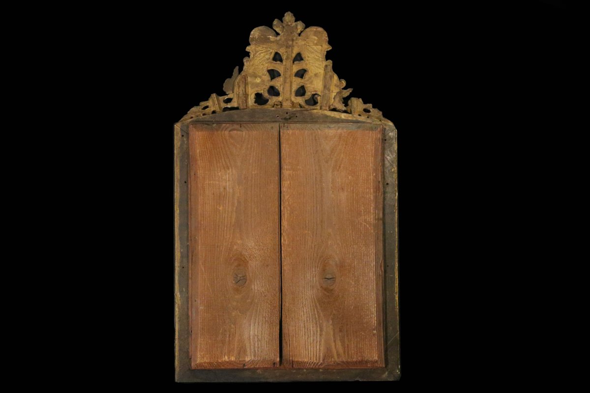 Miroir Régence En Bois Doré, XVIIIème, Miroir Mercure, Dorure d'époque -photo-3