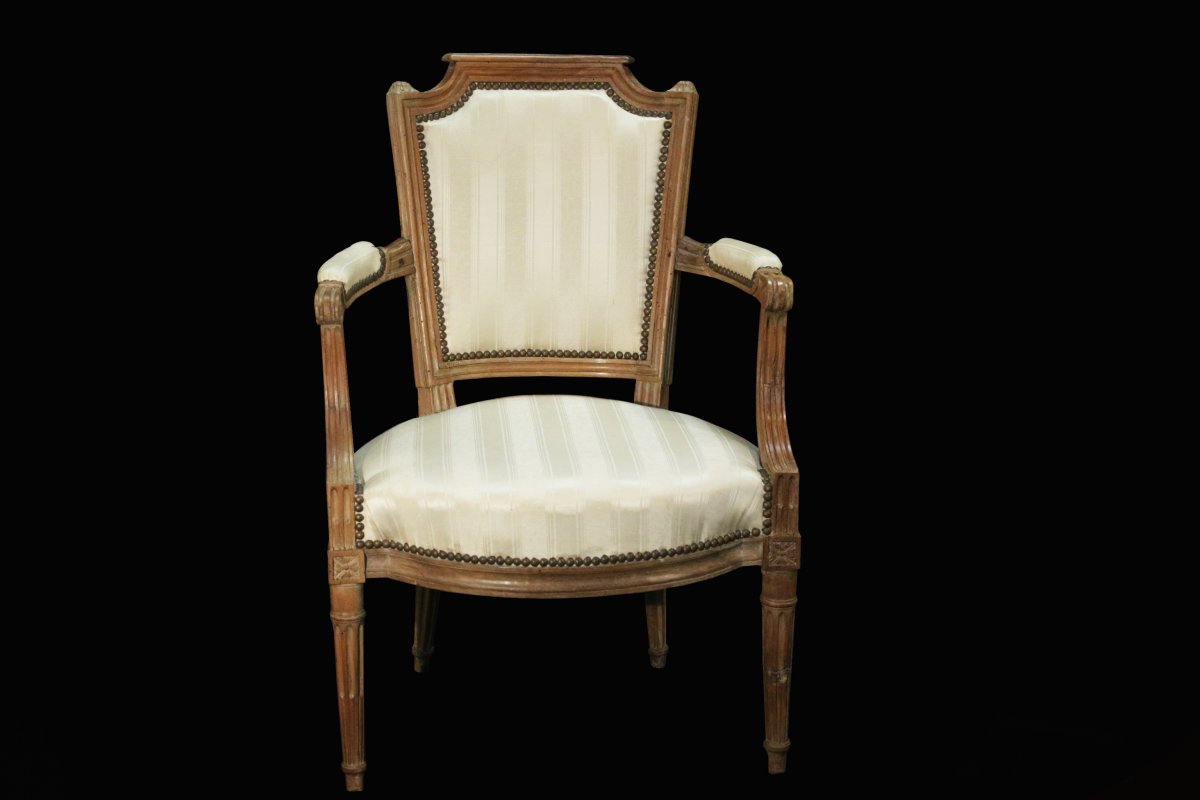 Fauteuil Directoire, Bois Patiné, XVIIIème Siècle -photo-2