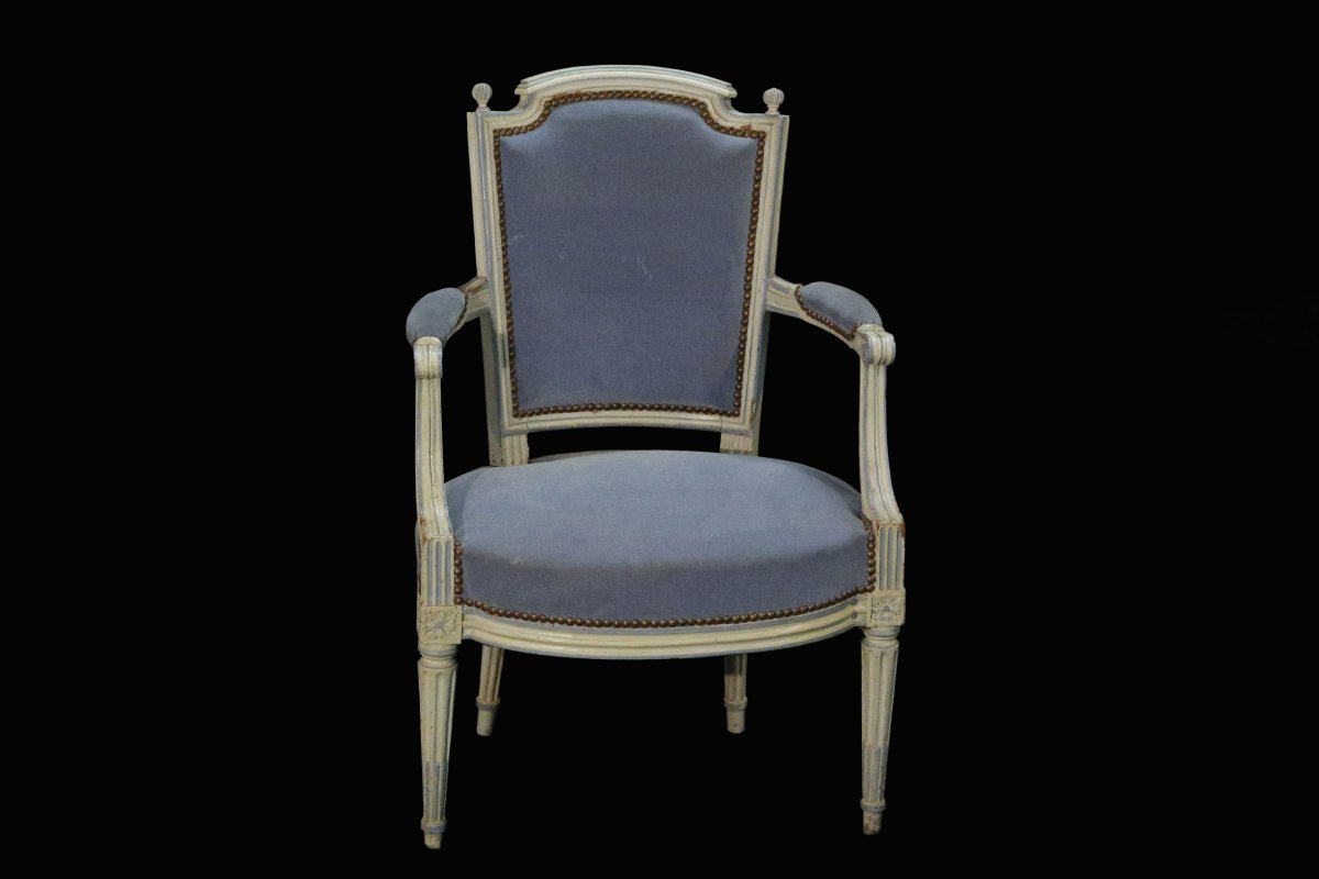 Fauteuil Directoire, Patine Blanche Fin XVIIIème -photo-1