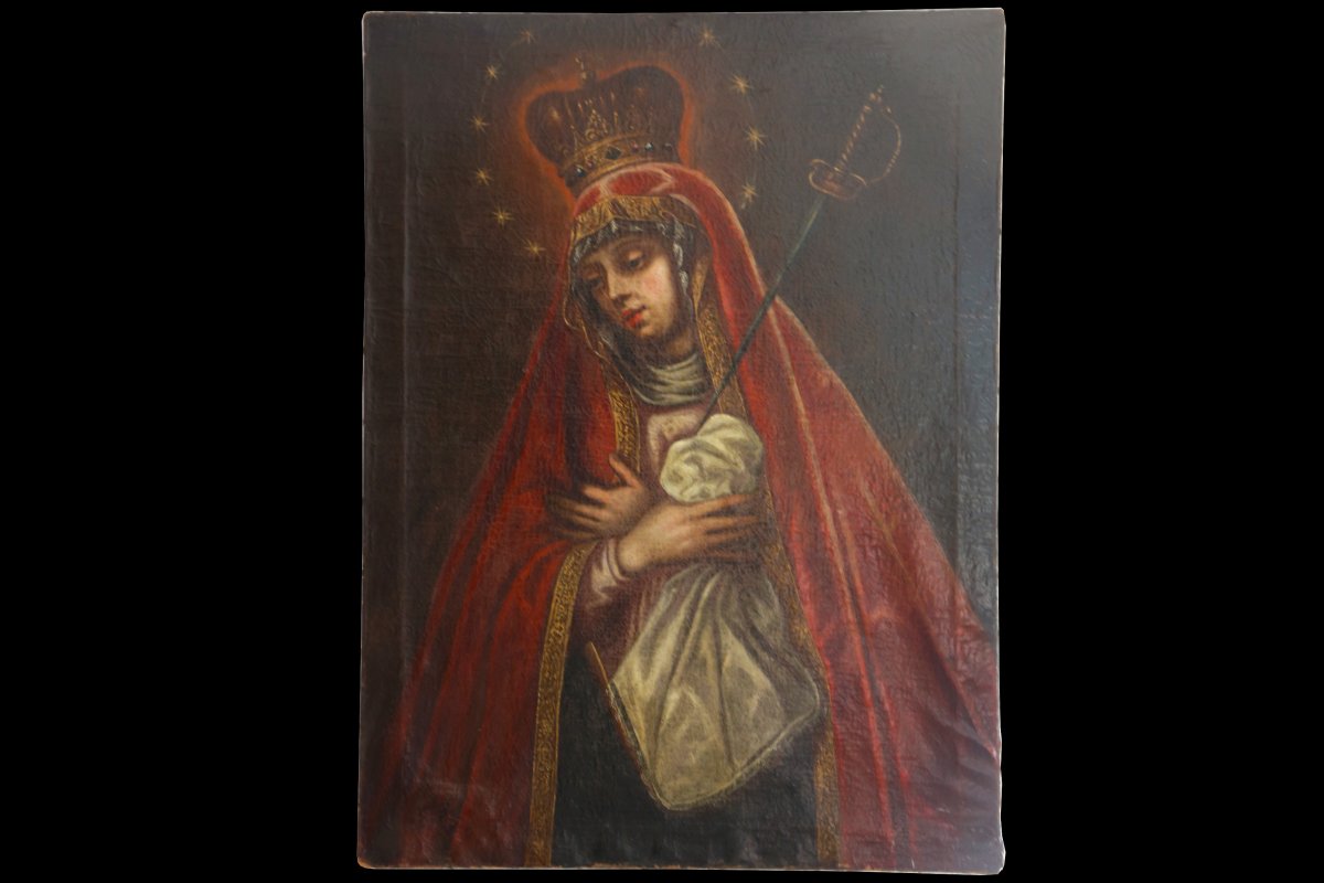 Mater Dolorosa XVIIème Siècle, Huile Sur Toile 