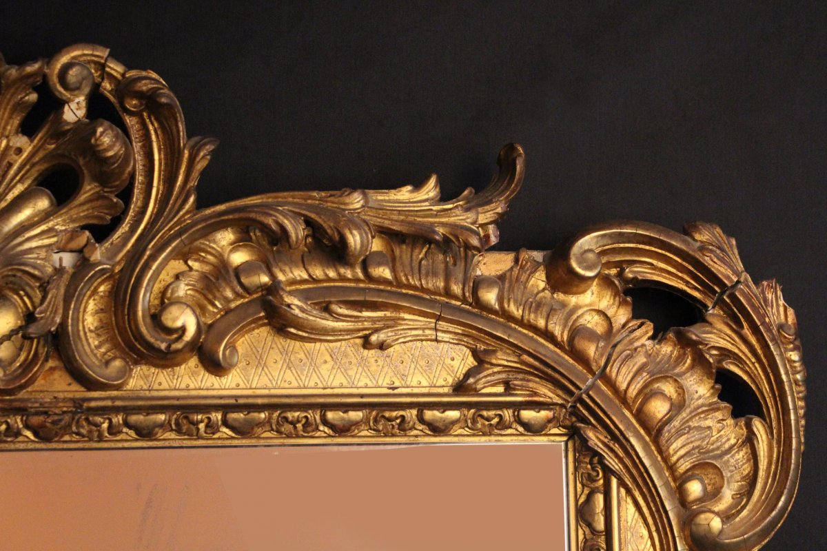 Mirror In Golden Wood With Leaf, 140 X 95 Cm-photo-8