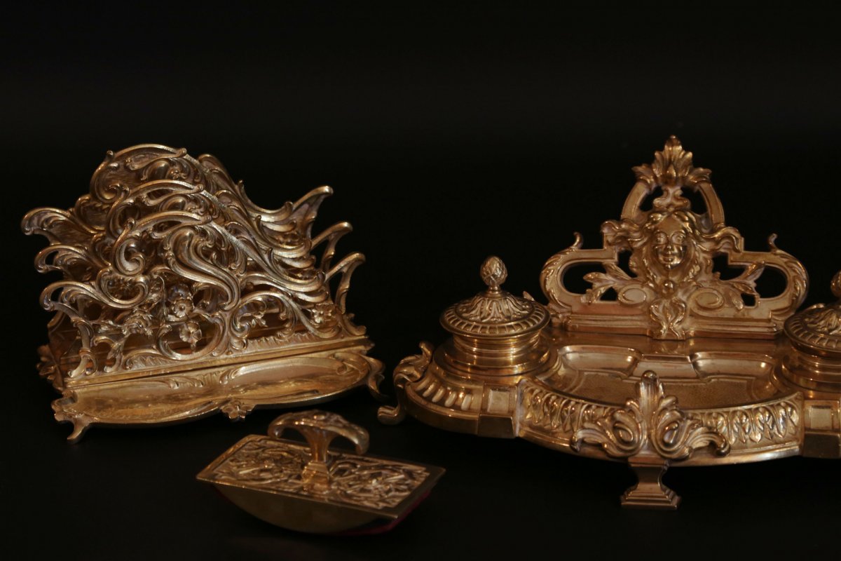 Office Necessary In Gilt Bronze, XIXth Century-photo-4