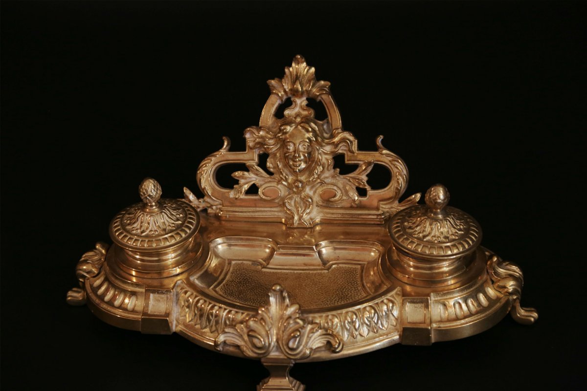 Office Necessary In Gilt Bronze, XIXth Century-photo-3