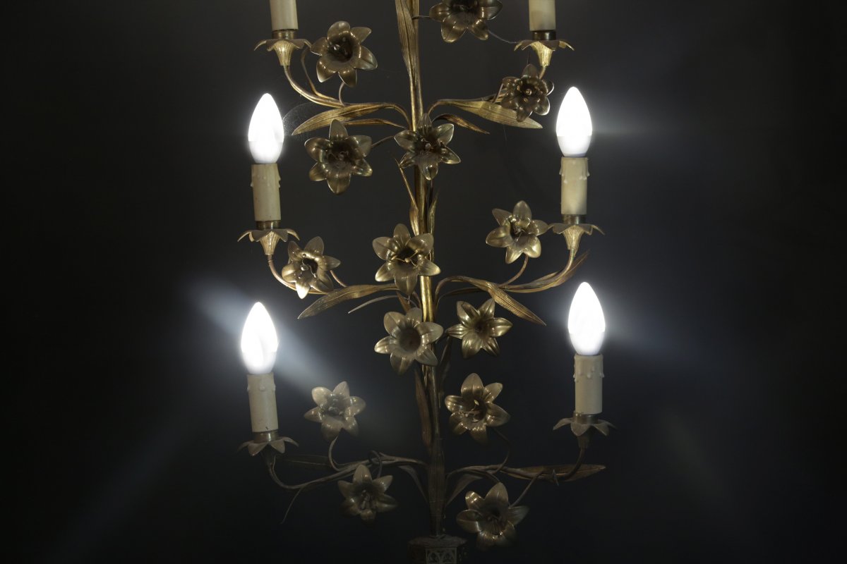 Luminaire Néo-gothique En Laiton, Fin XIXème Début XXème  -photo-2