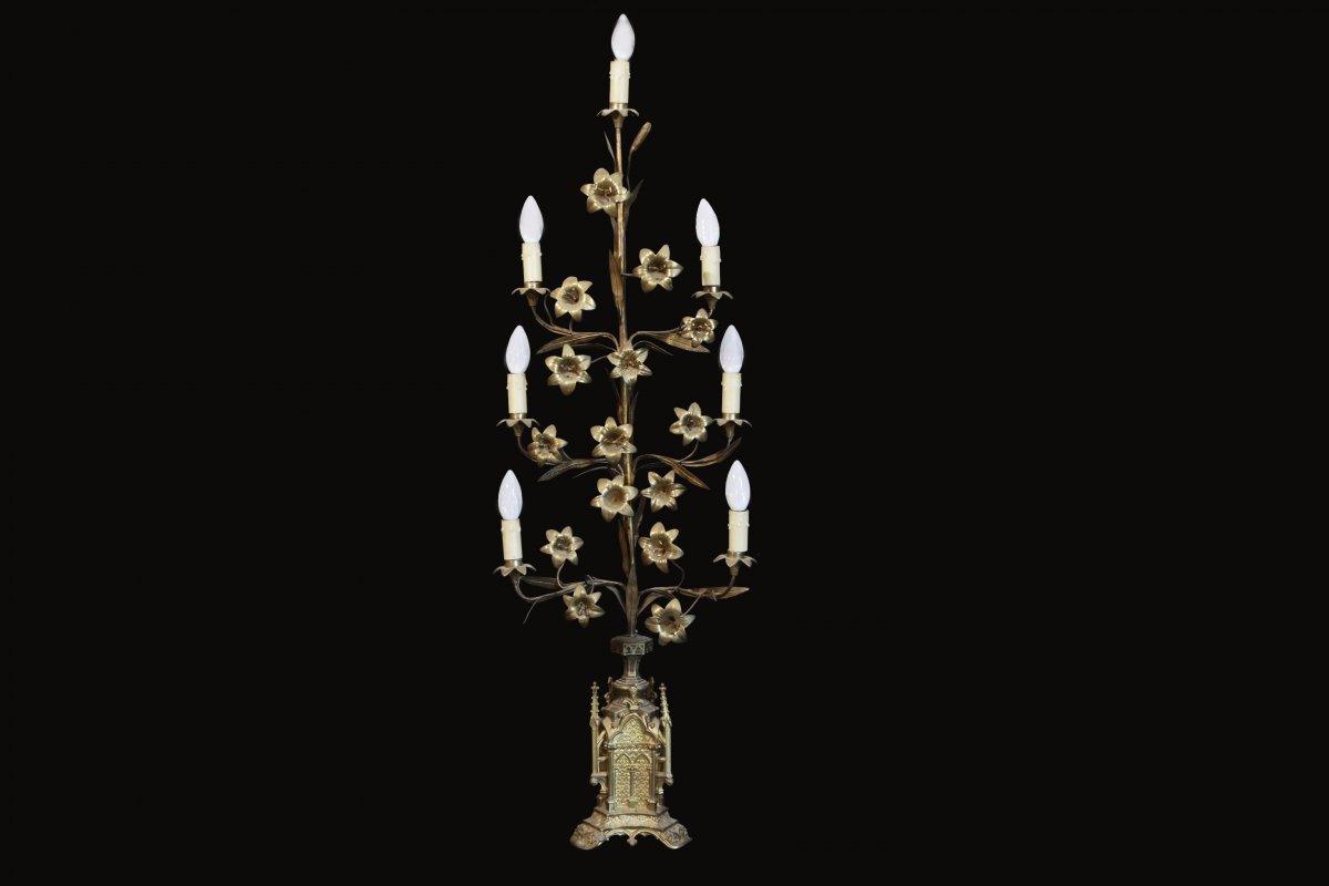 Neo-gothic Brass Lighting, Late Nineteenth Early Twentieth