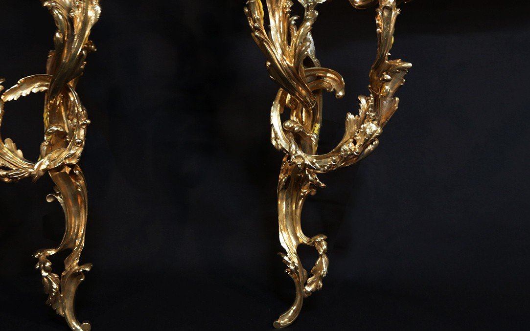 Louis XV Sconces, Gilt Bronze-photo-3