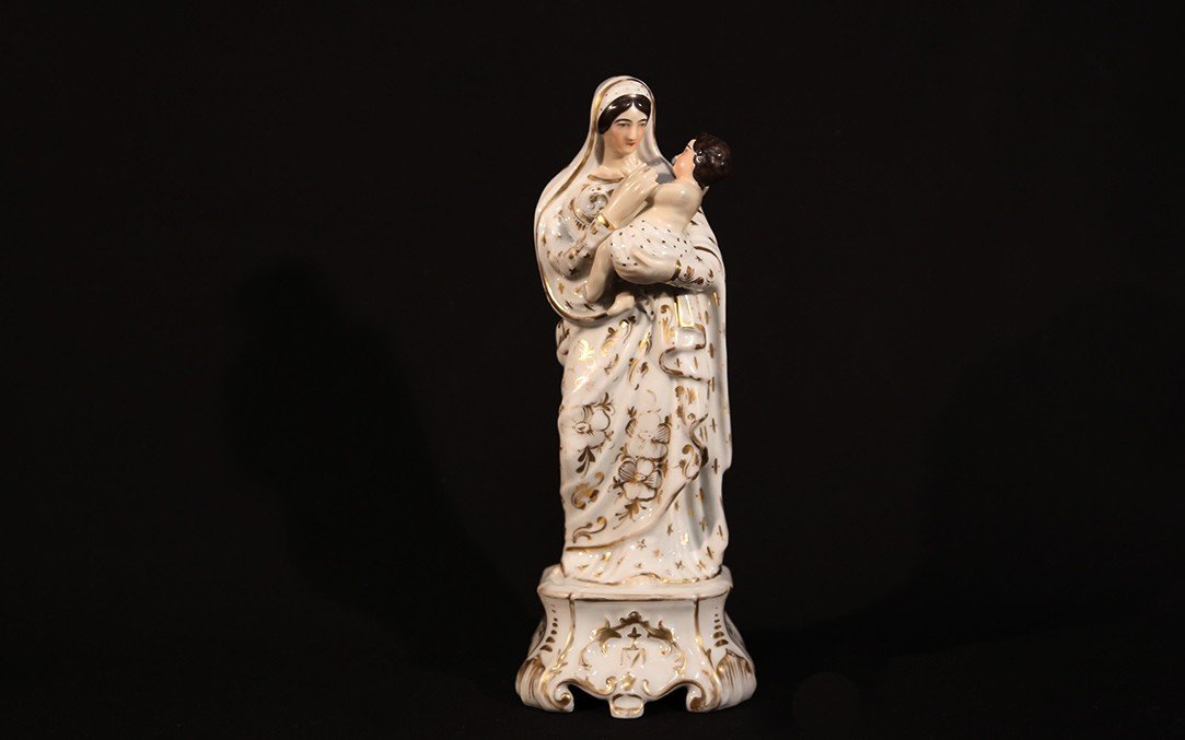 Virgin And Child, Old Paris Porcelain
