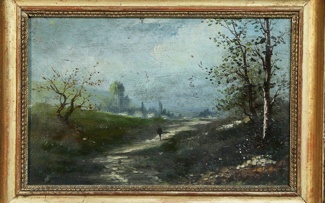 Huile Sur Panneau, XIXème, Paysage-photo-3