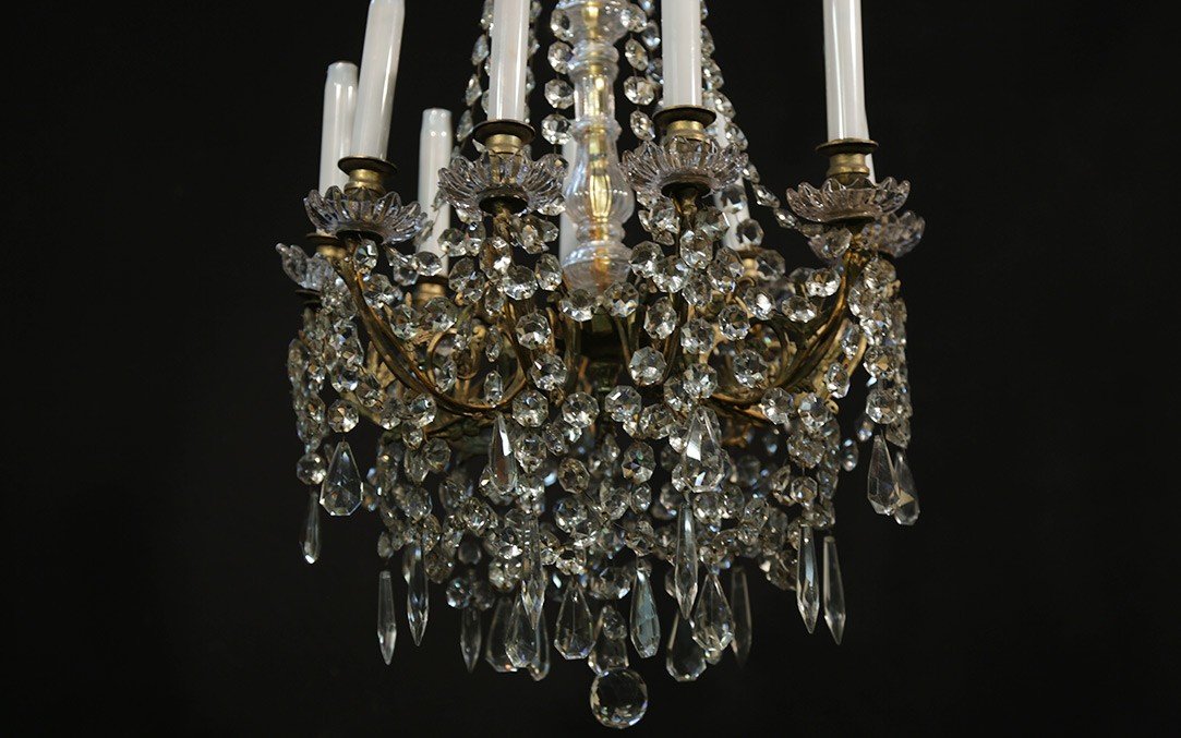 Chandelier With Pampilles 9 Lights, XIXth-photo-5