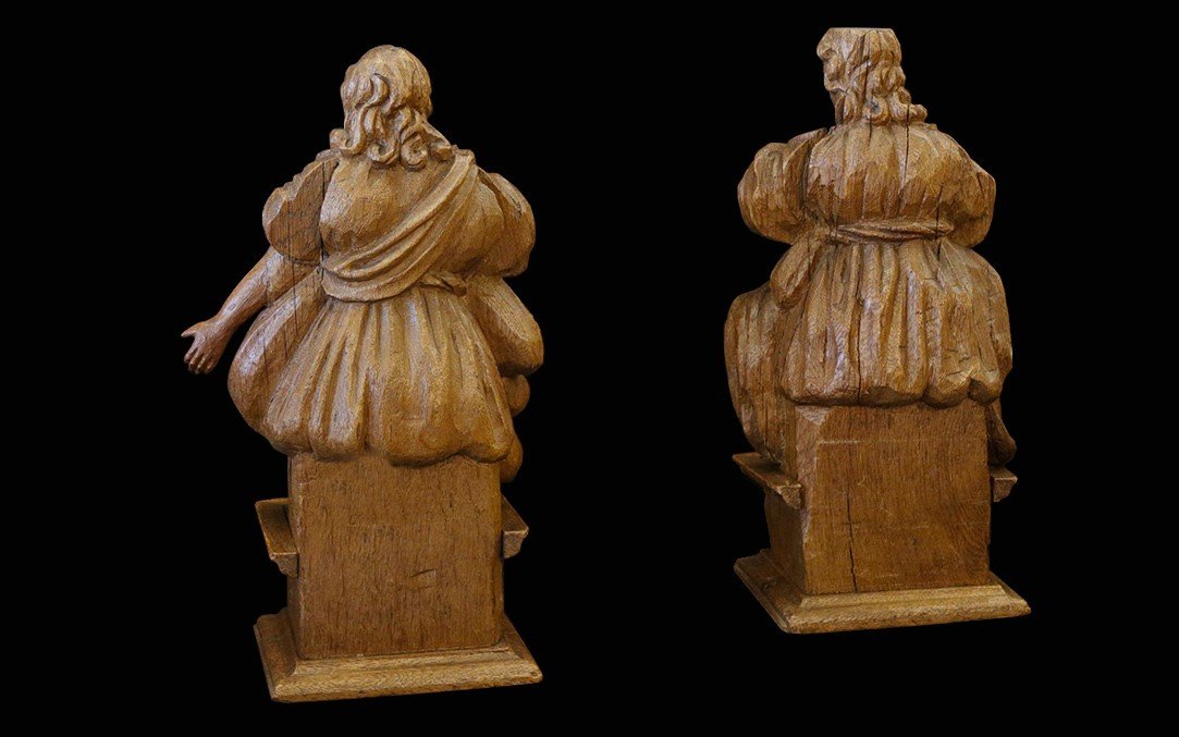 Pair Of XVIIIth Statue, Wood-photo-2