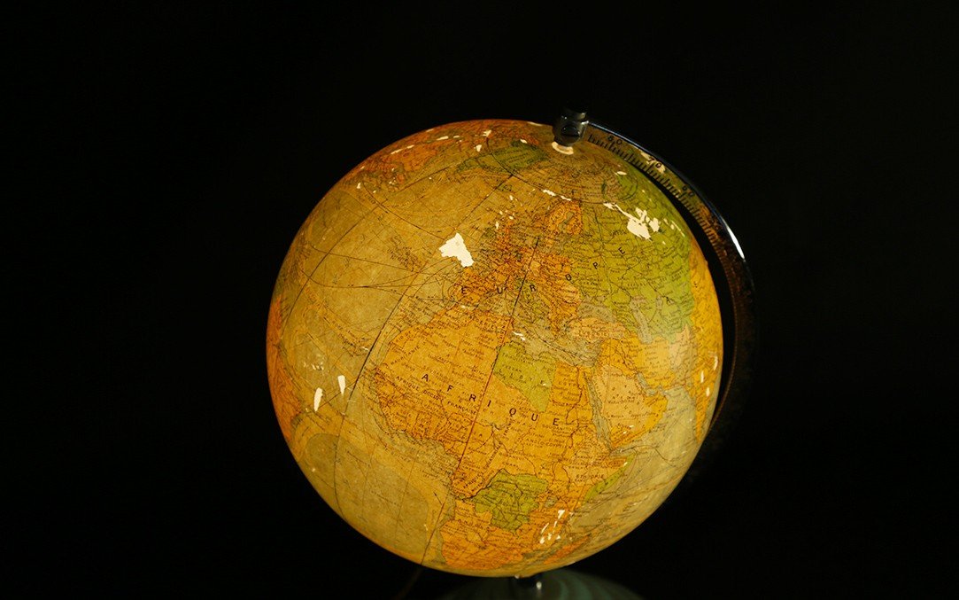 Globe Lumineux, Verre Et Papier, Circa 1950 -photo-4