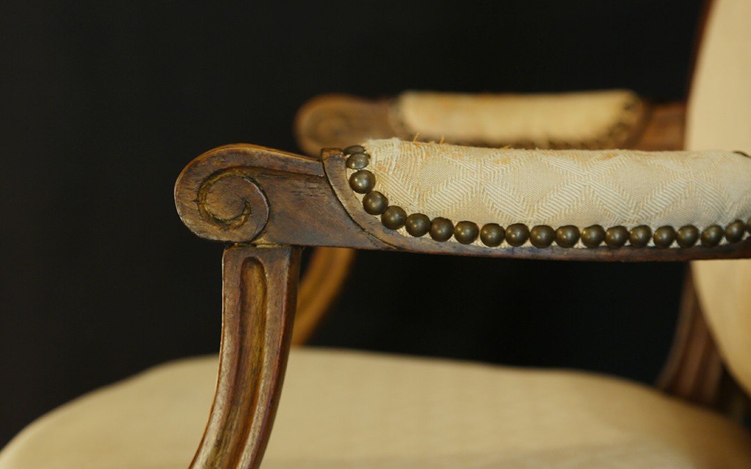 Louis XVI Medallion Armchair Stamped A. Gaillard, XVIIIth Century-photo-2