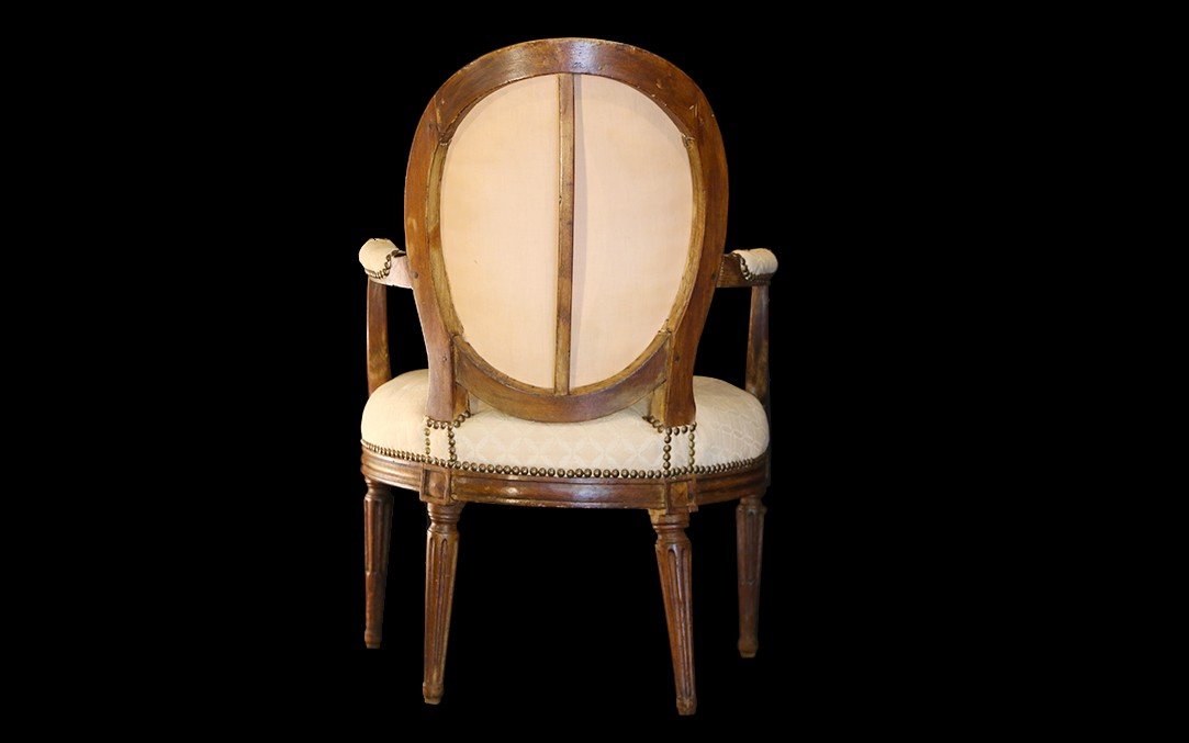 Louis XVI Medallion Armchair Stamped A. Gaillard, XVIIIth Century-photo-4