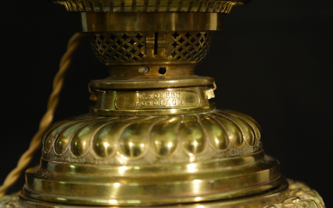 Lampe Imari, Vase Monté En Lampe XIXème, Porcelaine Et Bronze-photo-3