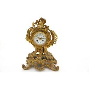 Fireplace Set, Clock, Gilt Bronze 19th