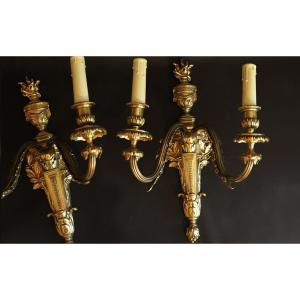 Pair Of 1st Empire Sconces, Gilt Bronze