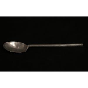 Large Pewter Stewing Spoon, 1668 (40 Cm)