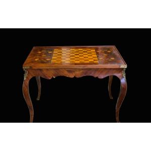 Table à Jeu Louis XV, Marquetée XVIIIème Siècle 