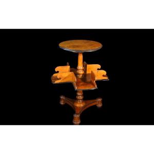 19th Century Burl Walnut Pedestal Table