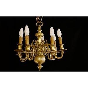 Dutch Type Bronze Chandelier, Late 17th-early 18th Century