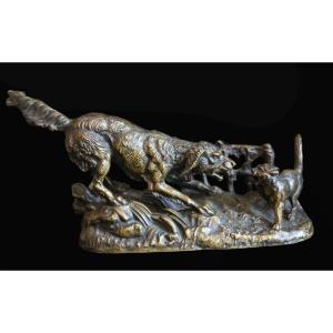 Bronze Animalier, Chien/chat, Signé Dargaud, XIXème
