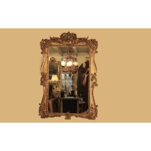 Miroir XIXème Bois Doré à La Feuille, 140 X 95 Cm