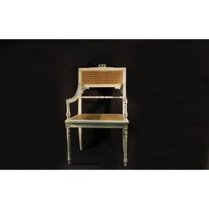 Fauteuil canné style Louis XVI