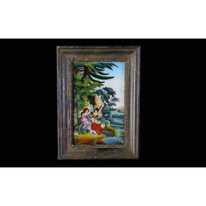 Fixé sous verre, XVIIIème (15x21 cm)