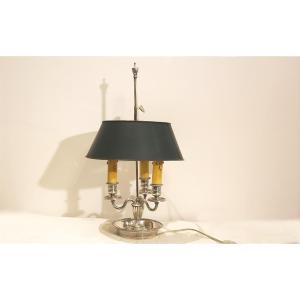Bouillotte Lamp, Silvered Bronze, 19th Century, Electrified 