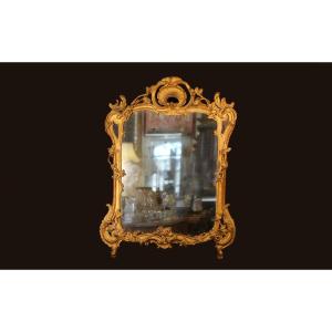 18th-century Mirror, Gilded Wood (ht: 105 Cm)