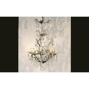 Cristal And Bronze Chandelier, 19th Century (96 Cm High)