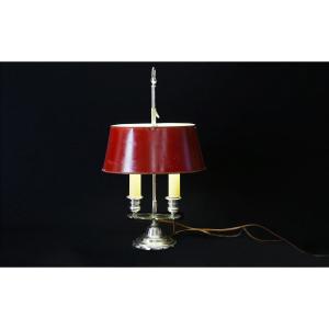 Lampe Bouillotte, Bronze Argenté, XIXème Siècle 