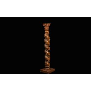 Oak Torsos Column, 18th Century