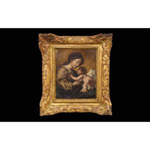 Huile Sur Toile, Vierge à l'Enfant, XVIIIeme siècle
