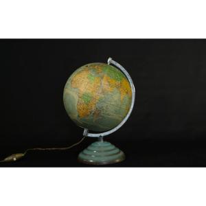 Lighted Globe, Glass And Paper, Circa 1950