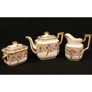 Tea Set, Sugar, Milk, Limoges Porcelain